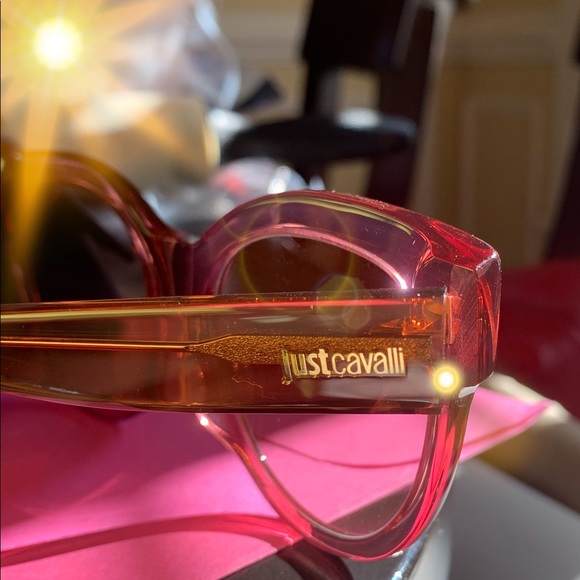 JUST CAVALLI SHINY BORDEAUX OVAL MIRROR SUNGLASSES - Picture 5 of 8